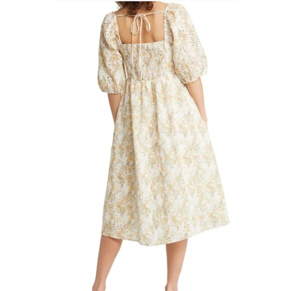 NWT Nordstrom Chelsea 28 white yellow floral eyelet dress size large